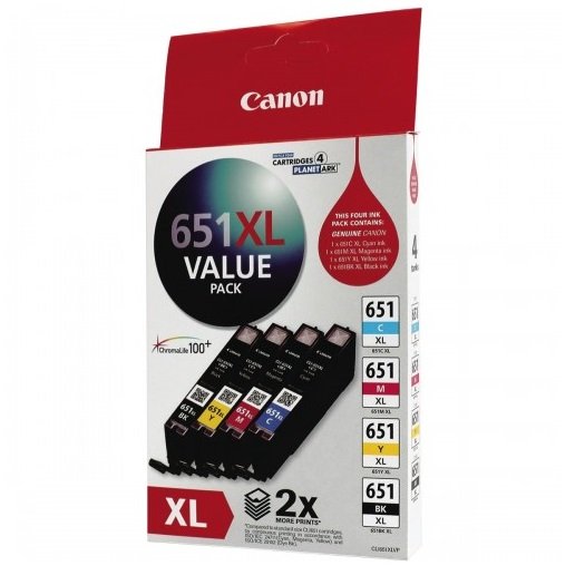 Canon CLI-651XLVP High Yield Ink Cartridge Value Pack - Black, Cyan, Magenta, Yellow