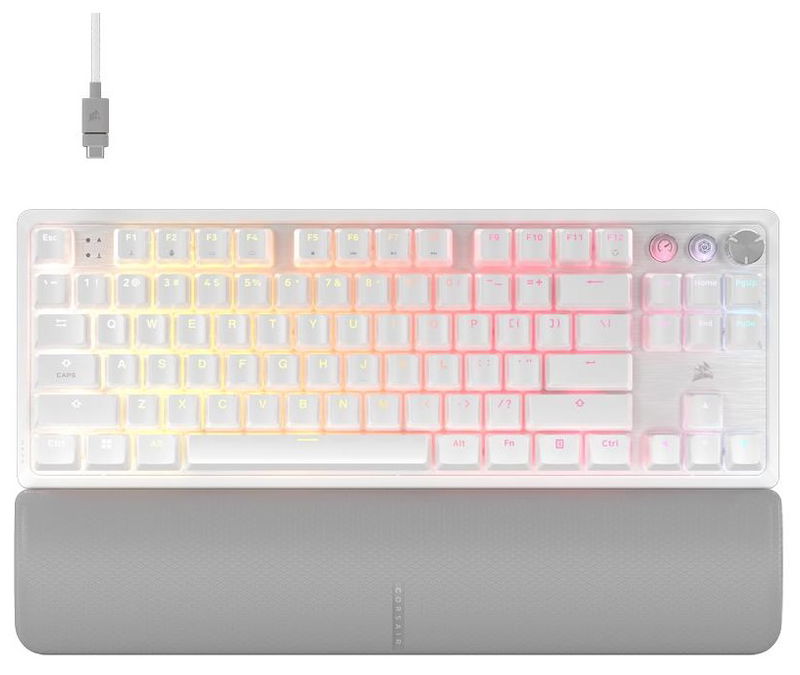 Corsair K70 Pro Tenkeyless MGX V2 switch RGB Wired Programmable Mechanical Gaming Keyboard with Palm Rest - White