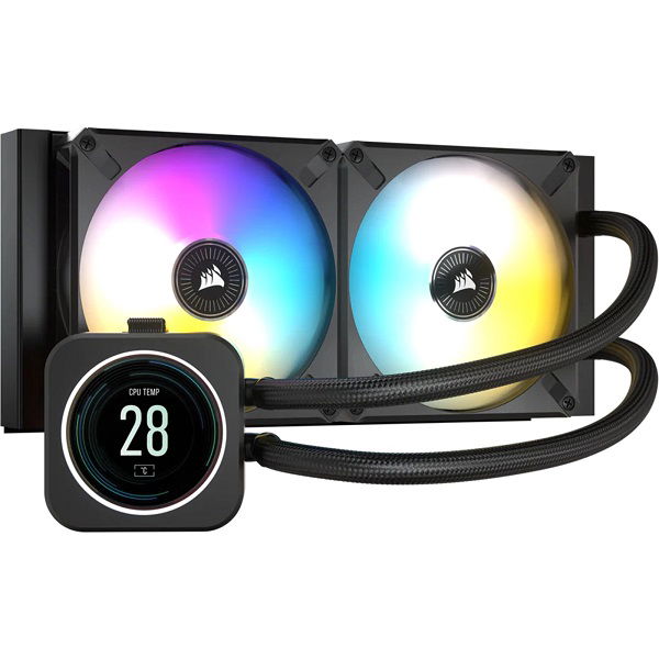 Corsair iCUE H100i Elite LCD Liquid CPU Cooler - Black
