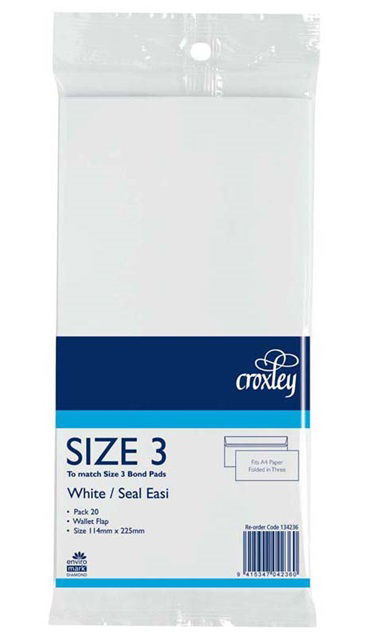 Croxley Size 3 Seal Easi Bond Envelope - 20 Pack