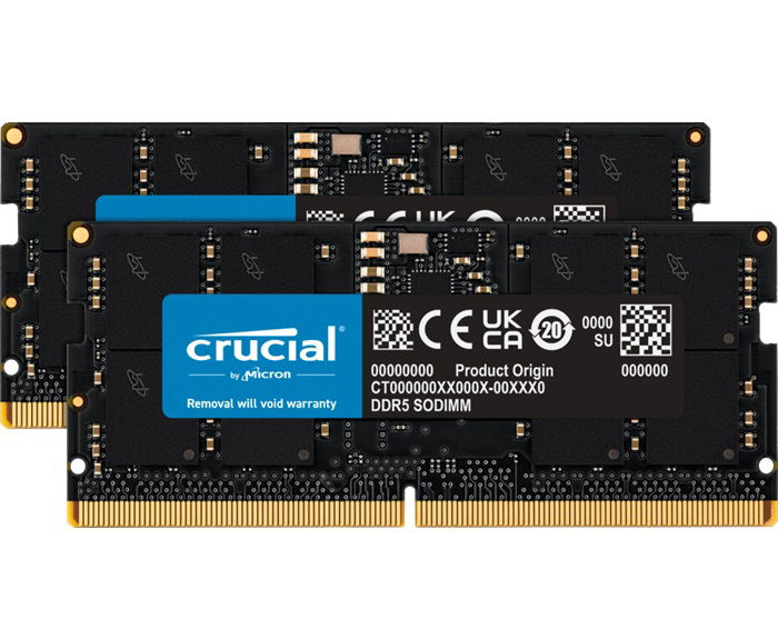 Crucial 32GB Kit (16GBx2) DDR5 4800MHz C40 SODIMM Laptop Memory