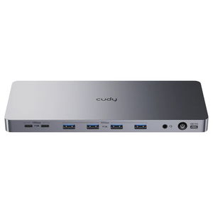 CUDY CS700 100W 13-in-1 USB-C Dual 4K Laptop Docking Station with 2x DP, 2x HDMI, 2x USB-C, 4x USB-A, 1x 3.5mm, 1x RJ45