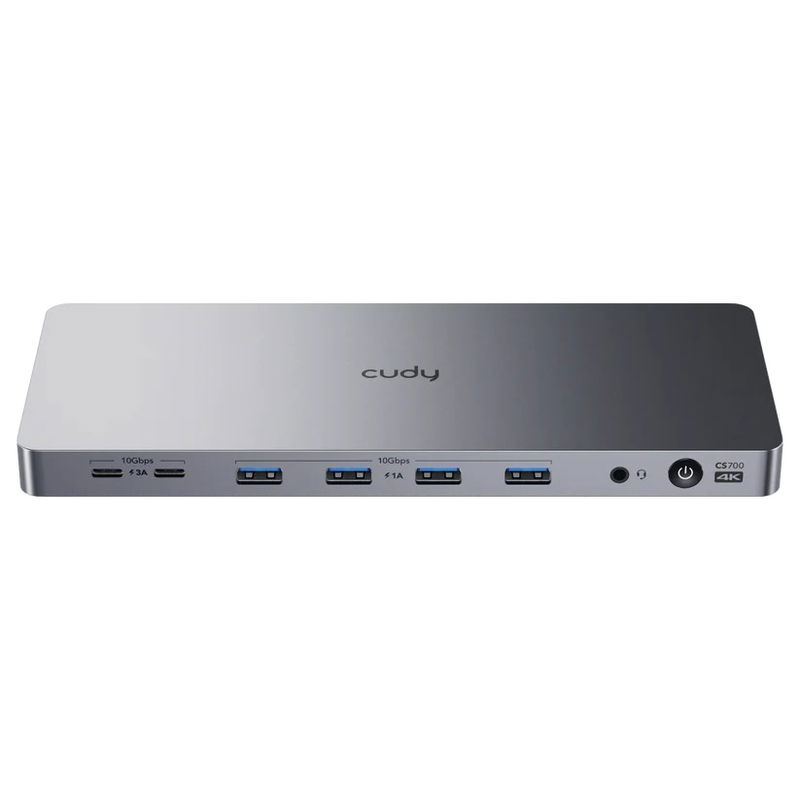 CUDY CS700 100W 13-in-1 USB-C Dual 4K Laptop Docking Station with 2x DP, 2x HDMI, 2x USB-C, 4x USB-A, 1x 3.5mm, 1x RJ45