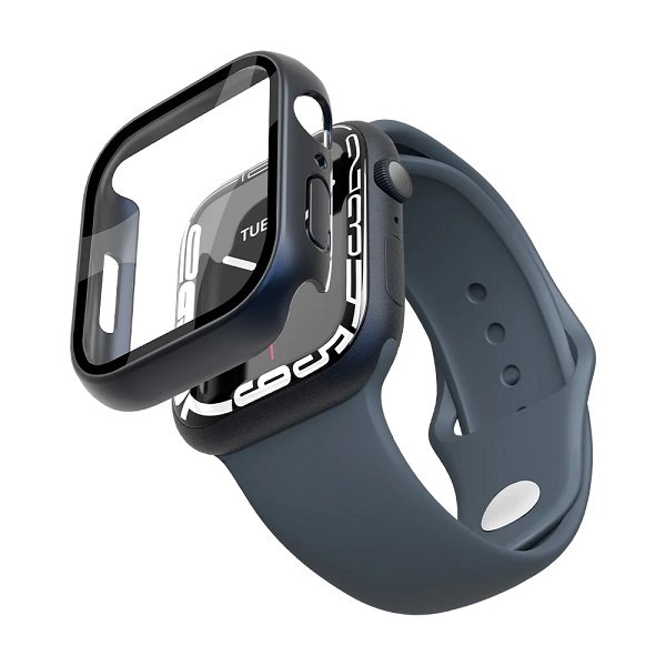 Cygnett EdgeShield 41mm Case with 9H Glass Screen Protector for Apple Watch 7 - Black