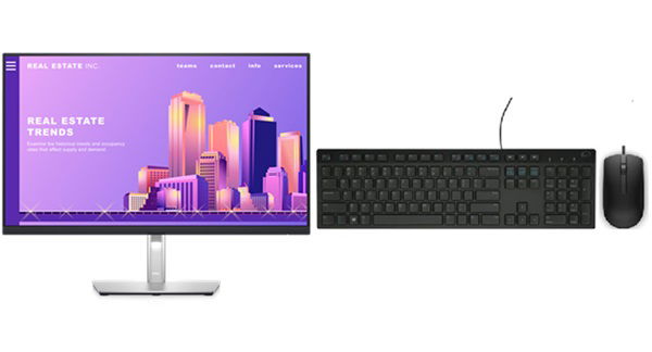 Dell P2722HE 27 Inch 1920 x 1080 FHD 5ms 60Hz 300nit IPS Monitor with USB-C Hub - HDMI, DisplayPort, USB-C + Bonus Keyboard & Mouse