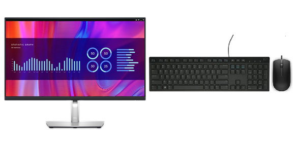 Dell P2723DE 27 Inch 2560 x 1440 60Hz 8ms 350nit IPS Monitor with USB-C Hub - HDMI, DisplayPort, USB-C + Bonus Keyboard & Mouse