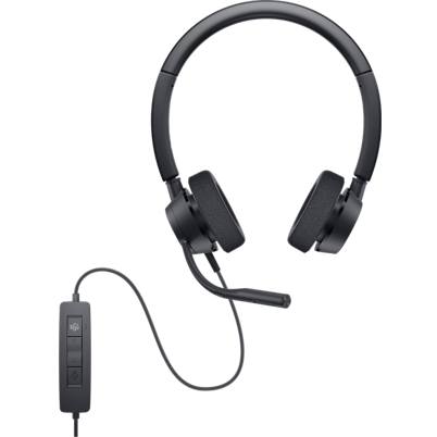 Dell Pro WH3022 USB Overhead Wired Stereo Headset with Noise Cancelling - Black