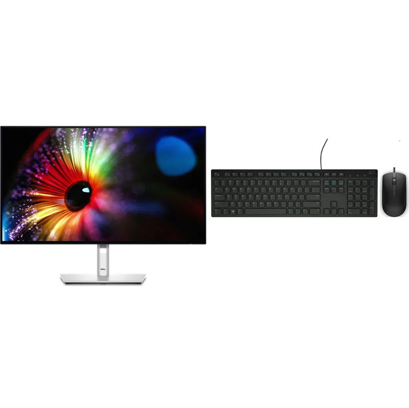 Dell UltraSharp U2724D 27 Inch 2560 x 1440 5ms 120Hz IPS Black Monitor with USB Hub - HDMI, DisplayPort, USB-C + Bonus Keyboard & Mouse