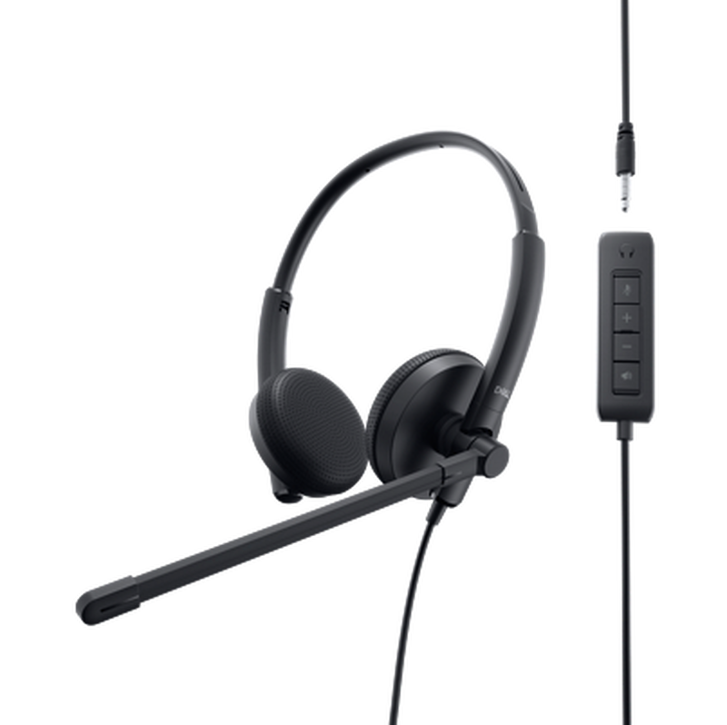 Dell WH1022 USB Overhead Wired Stereo Headset with Noise Cancelling - Black