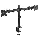 Digitus Horizontal Rail Dual Monitor Desk Mount Bracket for up to 27 Inch Flat Panel TVs or Monitors - Up to 16kg