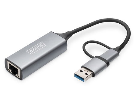 Digitus 2.5G Ethernet USB-C Gigabit Ethernet Adapter - Gray