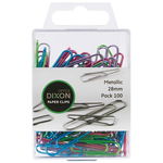 Dixon 28mm Metallic Coloured Round Paper Clips - 100 Pack