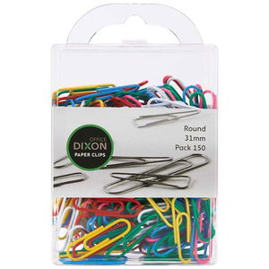 Dixon 31mm Coloured Round Paper Clips - 150 Pack