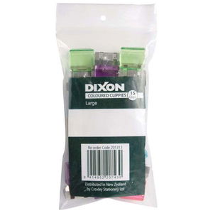 Dixon Clippie Large Coloured Paper Clips - 15 Pack