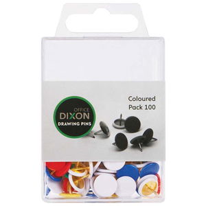 Dixon Coloured Drawing Pins - 100 Pack