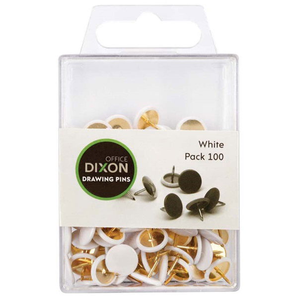 Dixon White Drawing Pins - 100 Pack