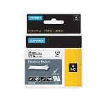 Dymo 12mm x 5.5m Genuine Rhino Industrial Flexible Nylon Labels - Black On White