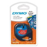 Dymo 12mm Genuine LetraTag Plastic Tape Labels - Black on Red