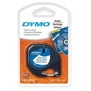 Dymo 12mm Genuine LetraTag Plastic Tape Labels - White