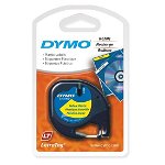 Dymo 12mm Genuine LetraTag Plastic Tape Labels - Black on Yellow