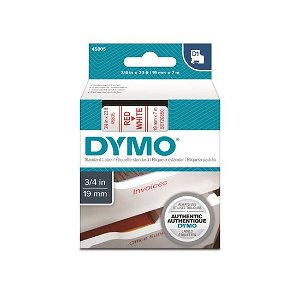 Dymo 19mm x 7m Genuine D1 Label Cassette Tape - Red On White