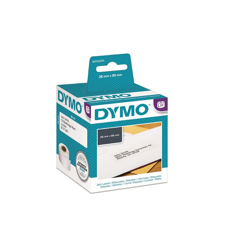DYMO LW 28mm x 89mm Black on White Shipping Address Label Roll - 2 Pack