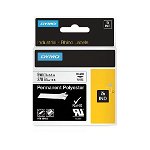 Dymo 9mm x 5.5m Genuine Rhino Industrial Permanent Polyester Labels - Black On White