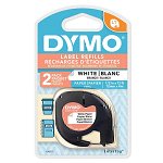 Dymo LetraTag 12mm x 4m White Paper Label Tape - 2 Pack