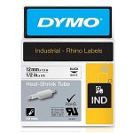Dymo Rhino 12mm x 1.5m Black on White Heat Shrink Tube Labels