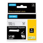 Dymo Rhino 6mm x 5.5m Black on White Permanent Polyester Labels