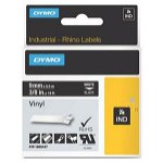 Dymo Rhino 9mm x 5.5m White on Black Vinyl Labels