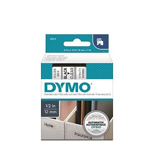 DYMO D1 12mm Black on Clear Standard Label Tape Cassette