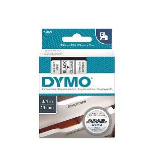 DYMO D1 19mm Black on Clear Standard Label Tape Cassette