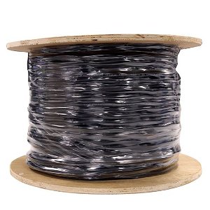 Dynamix 305m Black Cat5E UTP Solid UV Stabilised Dual Sheath Outdoor Cable Roll - Supplied on a Wooden Reel