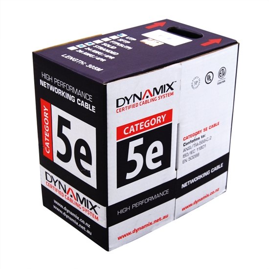Dynamix 305m Black Cat5E UTP Stranded Cable Roll - Supplied in Pull Box