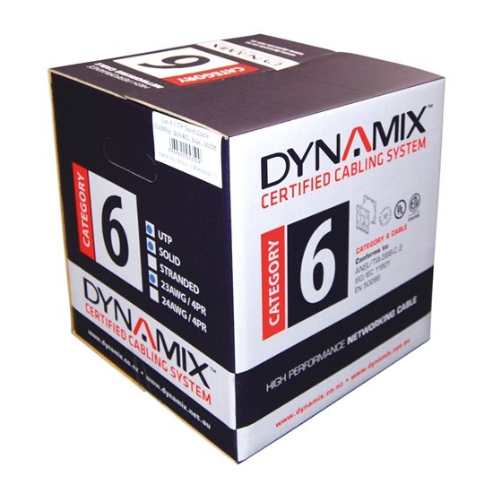 Dynamix 305m Black Cat6 UTP Stranded Cable Roll - Supplied in Pull Box