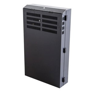 Dynamix 6RU Vertical Wall Mount Cabinet with 2RU Horizontal Mounting Rails & Lockable Front Door - Black