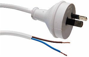 Dynamix 2m 2 Pin Plug to Bare End SAA Approved Power Cord Cable - White