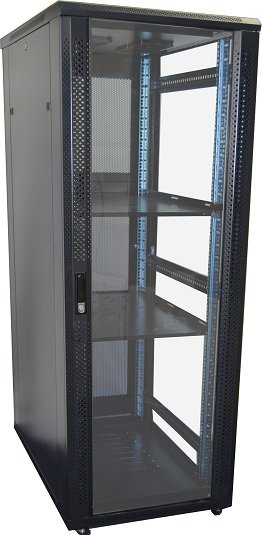 Dynamix SR Series 42RU 900mm Deep Black Server Cabinet with Vertical Cable Management - 800x900x2055mm