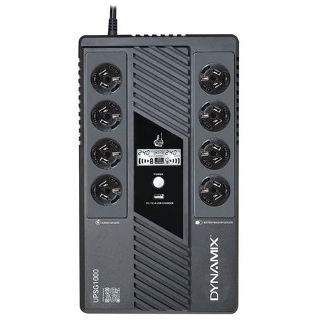Dynamix SafeGuard 1000VA 600W 8 Outlet Line Interactive Tower UPS