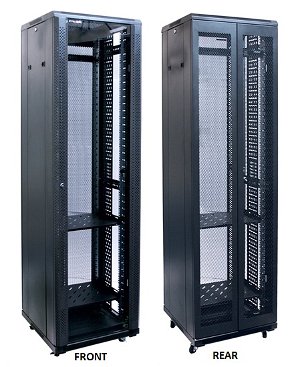 Dynamix 42RU, 600mm Deep Front Glass Door, Rear Mesh Double Doors Server Cabinet