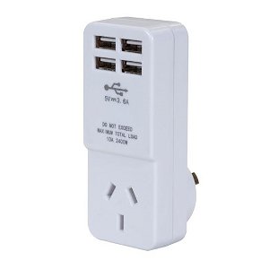 Dynamix Single Plug with 4 x USB Charging Outlets