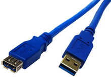 view Dynamix 5m USB 3.0 Type A Male to Type A Female Extension Cable - Blue
