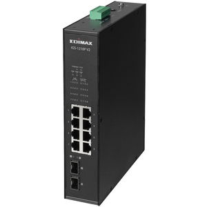 Edimax IGS-1210P V2 Industrial 10-Port Gigabit PoE+ DIN-rail Mount Un-Managed Switch with 2 SFP Slot