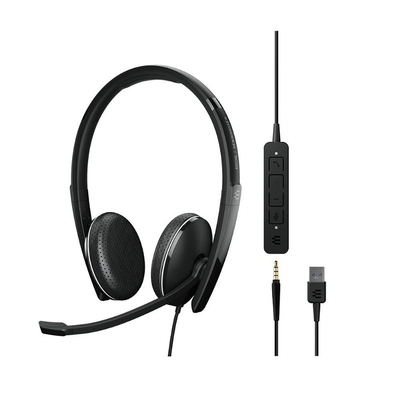EPOS Sennheiser ADAPT 165 USB II and 3.5mm Overhead Wired Stereo Headset - Connection to Mobile, Tablet & PC,
