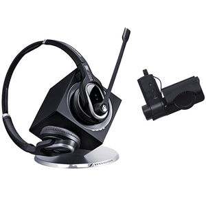EPOS Sennheiser IMPACT DW Pro 2 DECT Over Head Wireless Stereo Headset with Base Station & Noise Cancelling - Connection to Deskphone Only + HSL10 Lifter