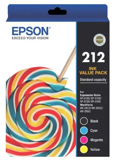 Epson 212 Ink Cartridge Value Pack - Black, Cyan, Magenta & Yellow