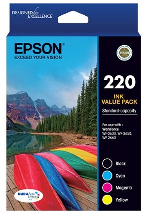 Epson DURABrite Ultra 220 Ink Cartridge Value Pack - Black, Cyan, Magenta, Yellow