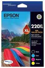 view Epson DURABrite Ultra 220XL High Yield Ink Cartridge Value Pack - Black, Cyan, Magenta & Yellow