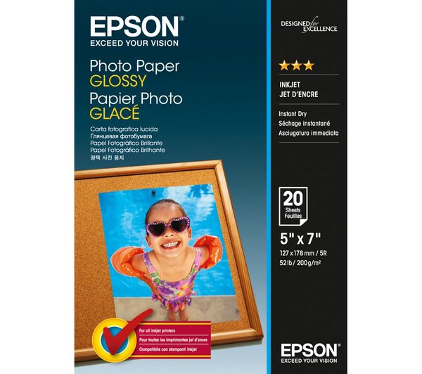 Epson S042544 Glossy 5x7 200gsm Photo Paper - 20 Sheets